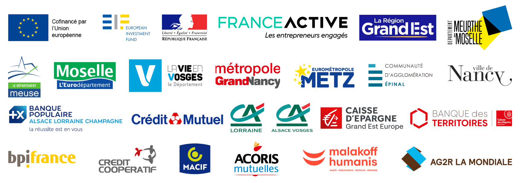 logo des financeurs france active lorraine 2024
